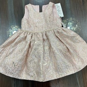 Pink dress with gold leaf pattern
